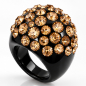 Preview: CRISTALUNA BOMBATA Ring aus schwarzem Plexiglas mit Swarovski Kristallen Light Colorado Topaz