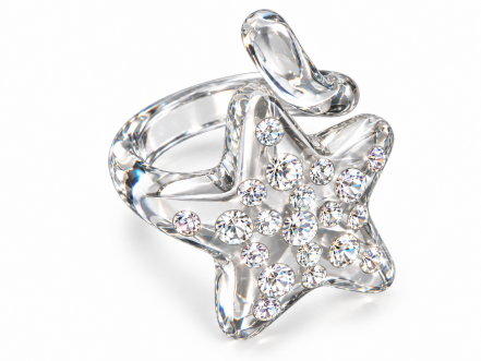 ASTERIA Seestern-Ring aus transparentem Acryl mit funkelnden Swarovski® Kristallen – Belledizia